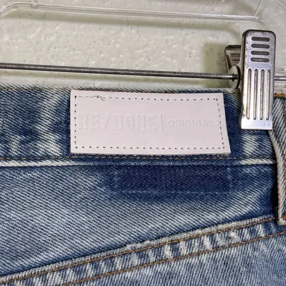 Re/Done Jeans Womens size 25 High Rise Raw Hem Button Fly Distressed Denim - Picture 10 of 15